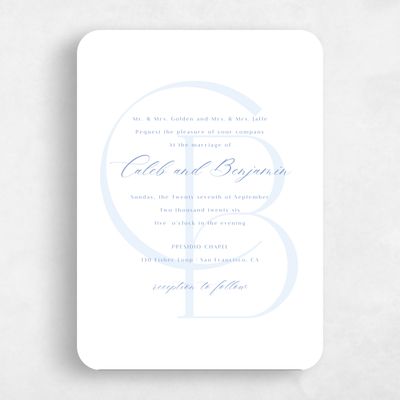 Blue Rounded Wedding Invitation - Kenai Classic