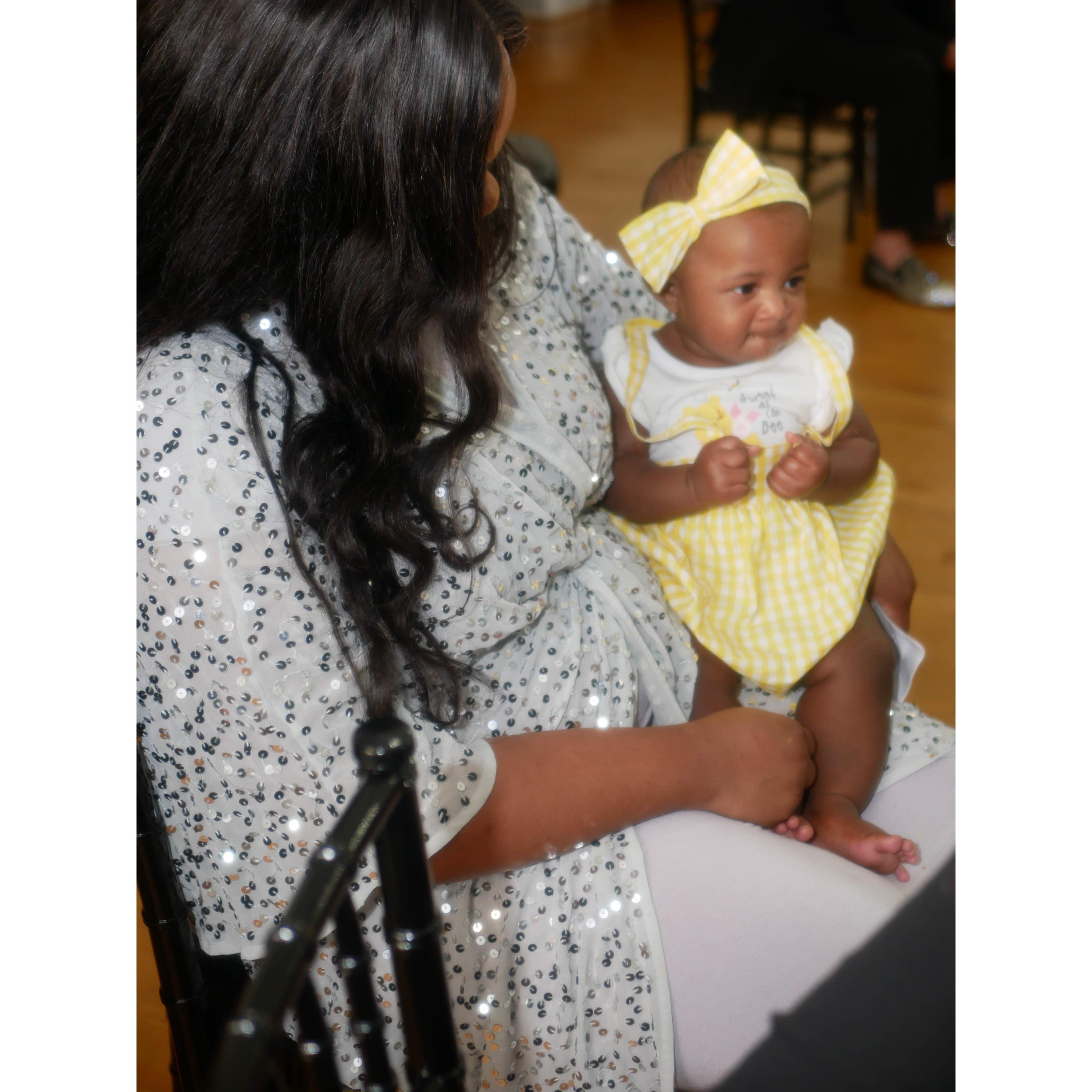 Our Engagement Party 07/03/2022: Flower girl Edan and her mommy!