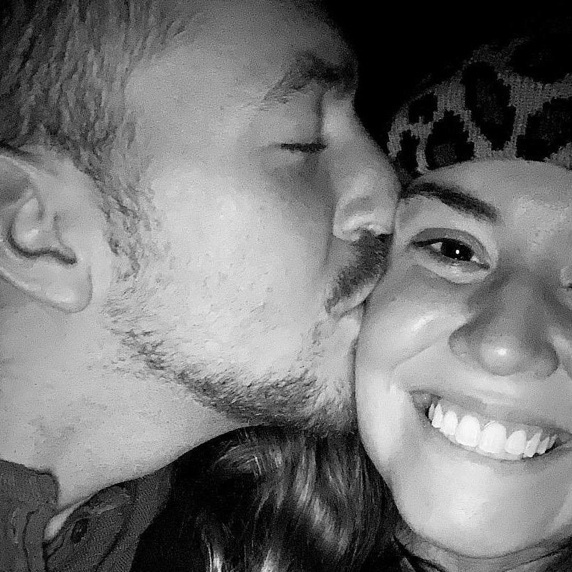 This picture was taken on our first New Years' Eve together. We were driving home from Colorado in a snowstorm, in the middle of the night, with family friends. We will for sure remember this forever!
