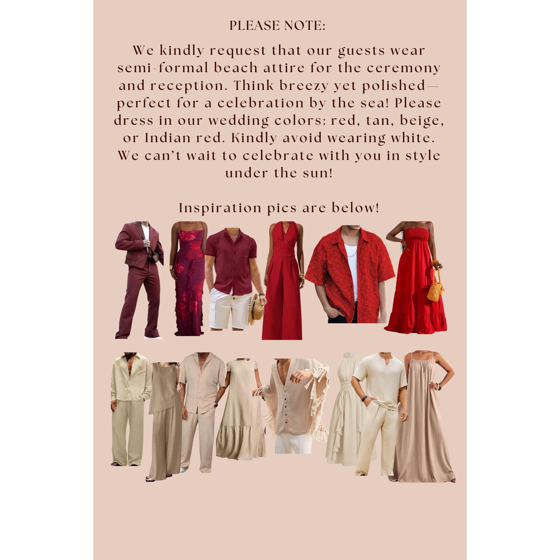 Color schemes and outfit ideas for the wedding day!