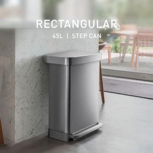 simplehuman, Step Trash Can with Soft-Close Lid, Brushed Stainless Steel