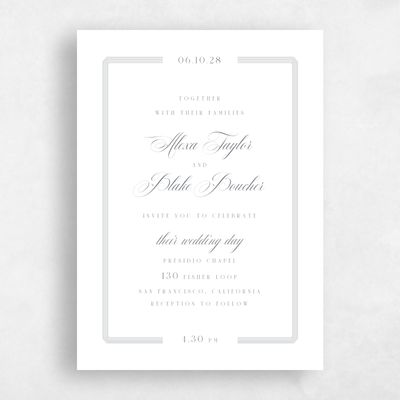 White Bordered Wedding Invitation - Felicity Portrait