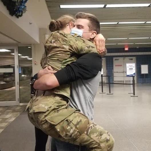 when I came home for holiday block leave during basic and he surprised me at the airport