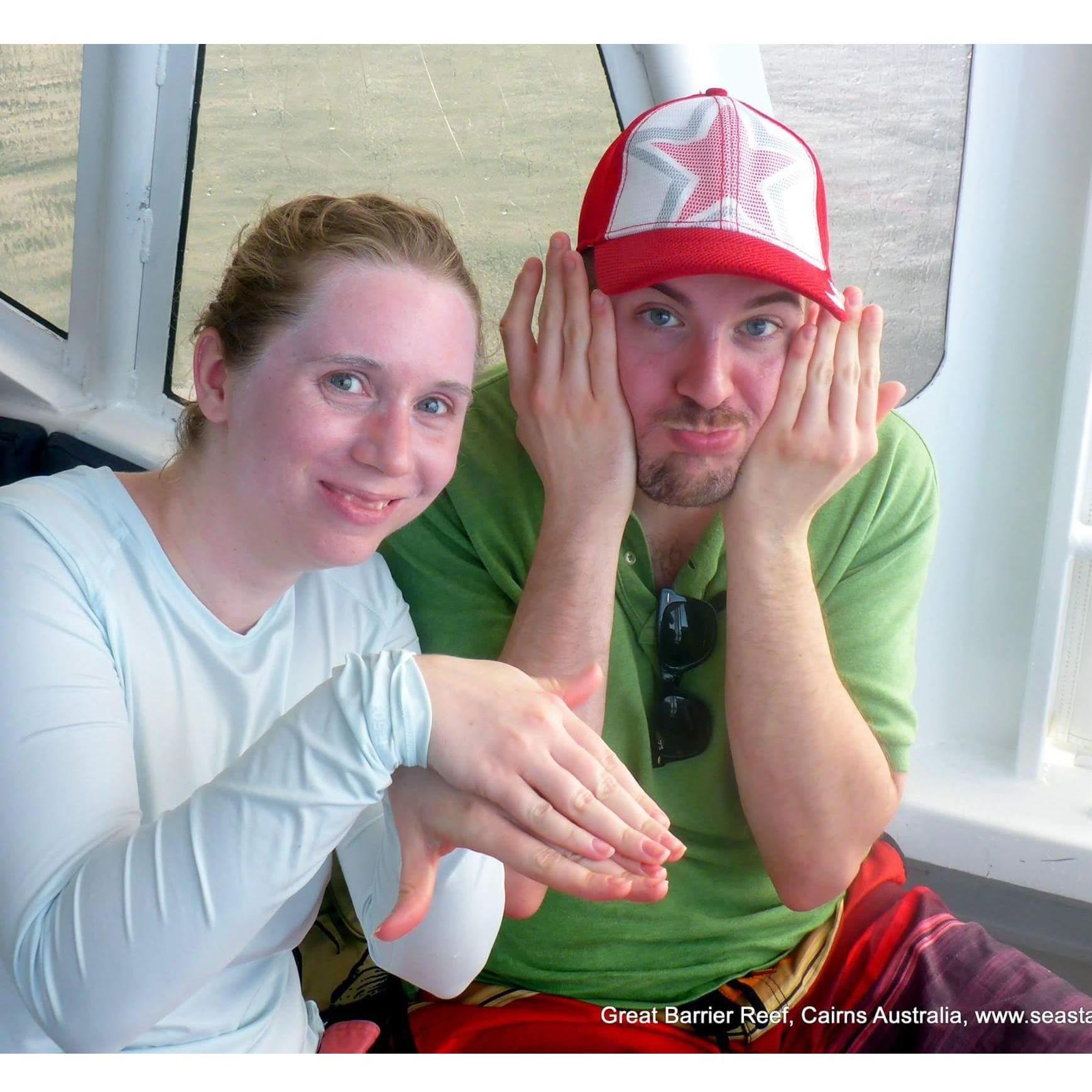 Goofing off after a day of diving - Cairns, Australia