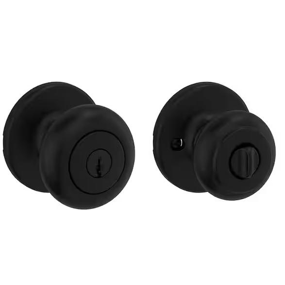 Kwikset Cove Matte Black Keyed Entry Door Knob featuring SmartKey Security and Microban Technology 400CV514SMT6AK3