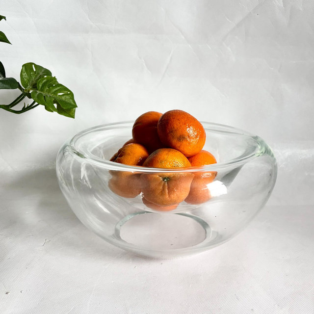 Vintage Handmade in Poland Glass Convex Concave Reversible Double Wall Floating Bowl Vase - 10.5” wide