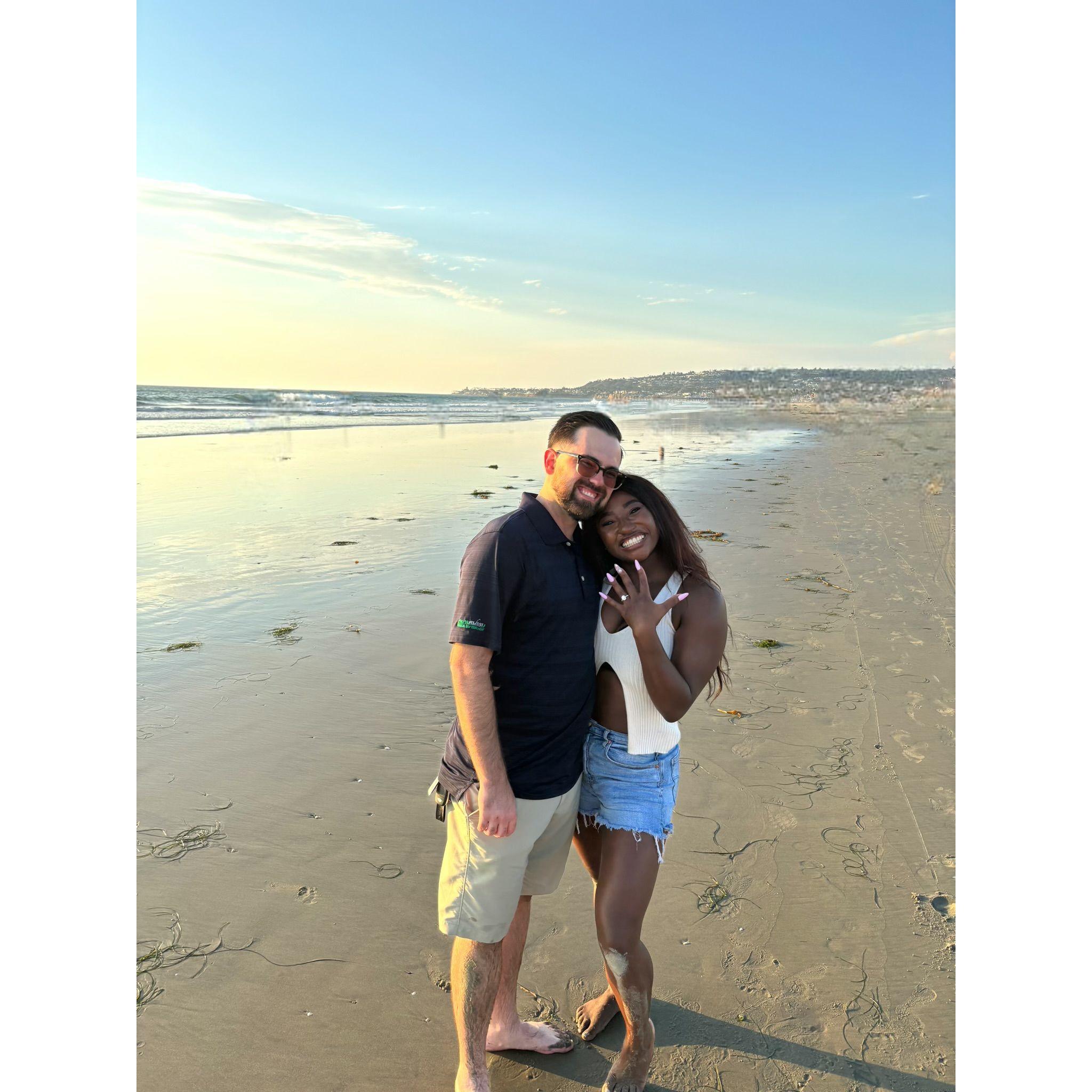 Moments after Sean proposed to Angelique in San Diego, California.