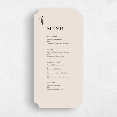 Beige Ticket Wedding Menu - Rue