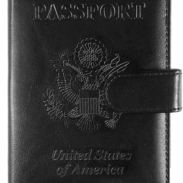 Sizobi Passport Holder for Travel, RFID Passport Cover Wallet for Women Men, Leather Passport Book Card Holder Case for International Travel Must Haves Accessories, Cruise Ship Essentials Gifts, Black