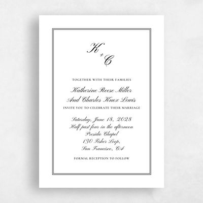 Black Bordered Wedding Invitation - Abbey Frame Letterpress