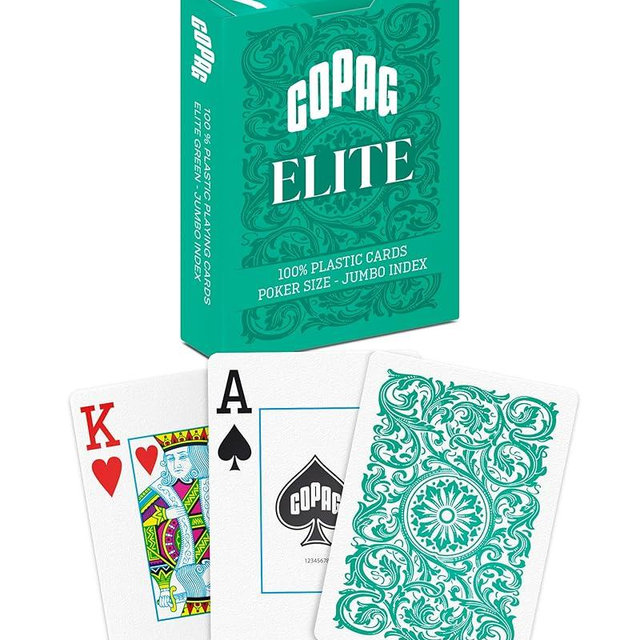 Copag Elite 100% Plastic Playing Cards, Poker Size (Standard) Jumbo Index Single Deck (Green)