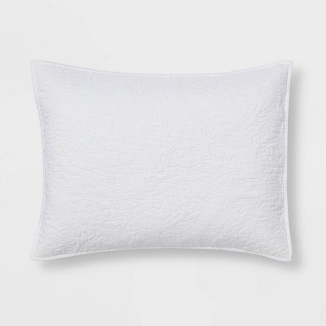 Standard Garment Washed Paisley Stitch Quilt Sham White - Threshold™