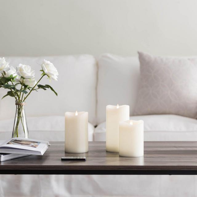 3 Piece Dancing Unscented Flameless Pillar Candle Set