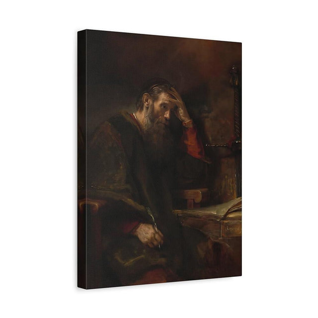Rembrandt Apostle Paul - Canvas Wall Art Print Reproduction 9x12inch 23x30cm (Vertical) / 1.25inch 3.175cm