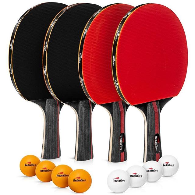 Ping Pong Paddle Set of 4 Rackets with 8 Balls - This Table Tennis Paddles Set with Accessories and Portable Carry case is Perfect for Professional Play and Amateurs - for Indoor or Outdoor use