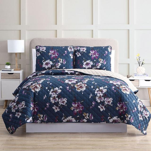 Gloria Vanderbilt Giselle 3-Piece Queen Quilt Set in Teal
