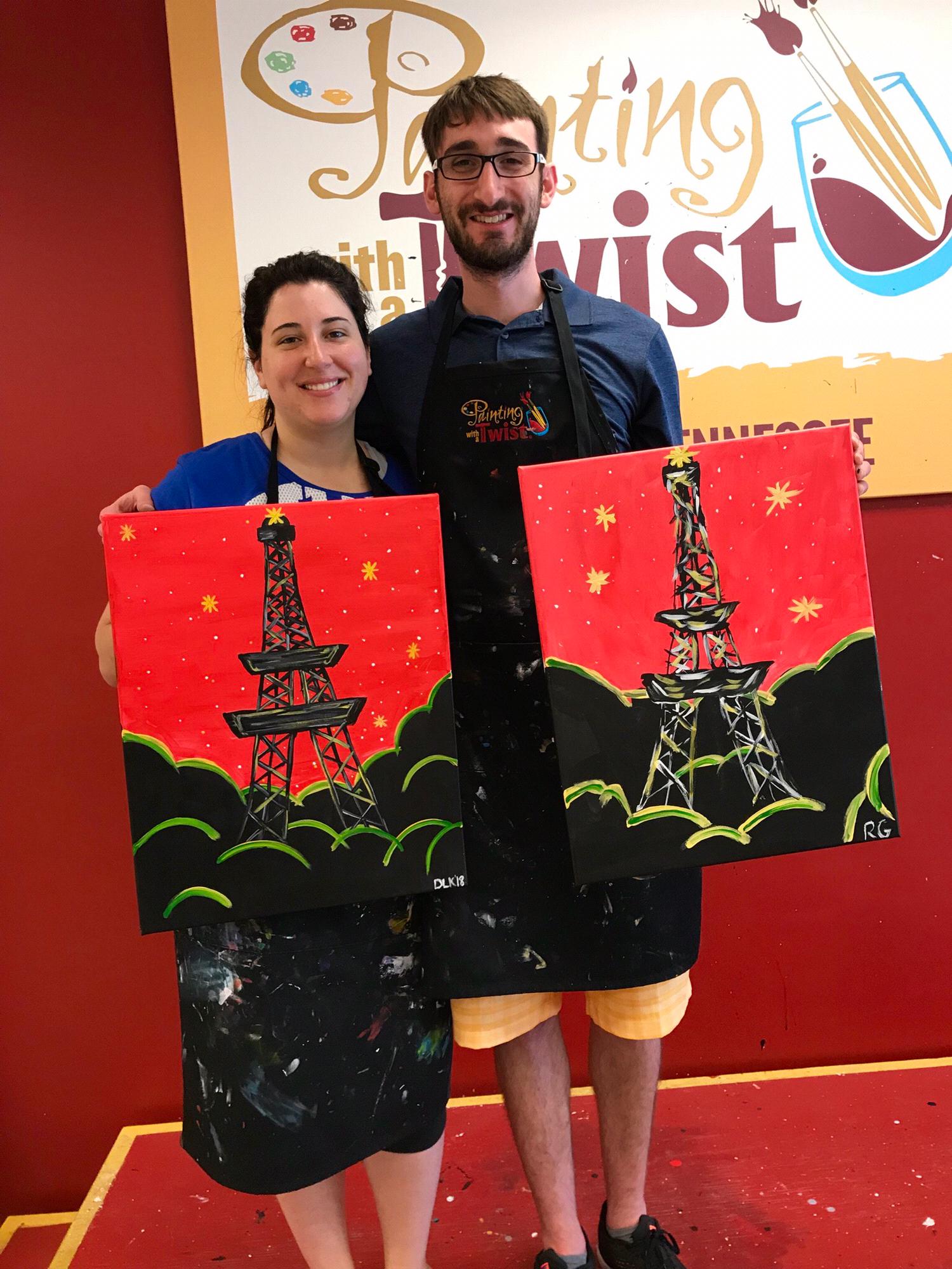 Eiffel Tower paint night before we saw it in real life