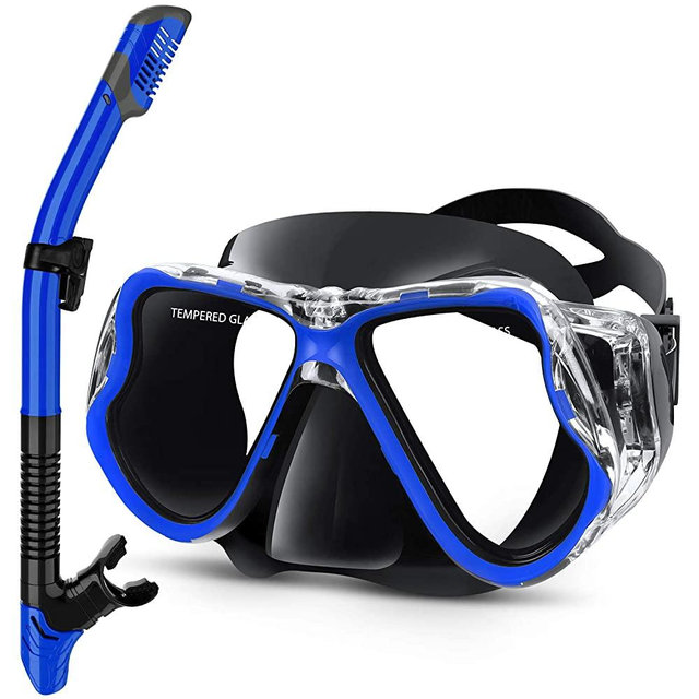 Greatever Dry Snorkel Set,Panoramic Wide View,Anti-Fog Scuba Diving Mask,Easy Breathing and Professional Snorkeling Gear for Adults
