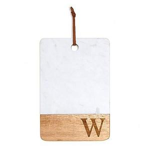 Artisanal Kitchen Supply® Monogram Letter "W" Marble and Acacia Wood Paddle Board