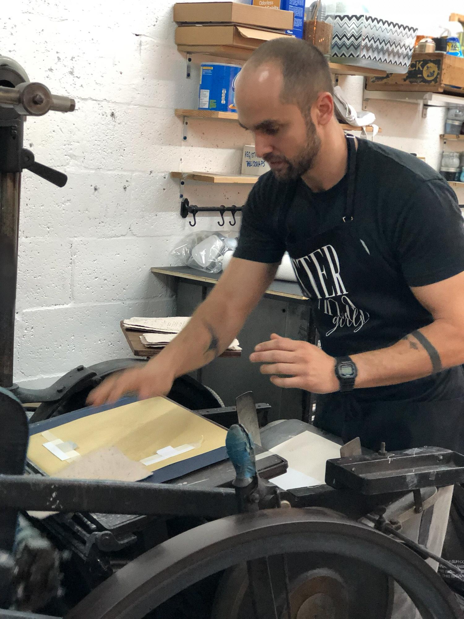Printing our wedding invitations.