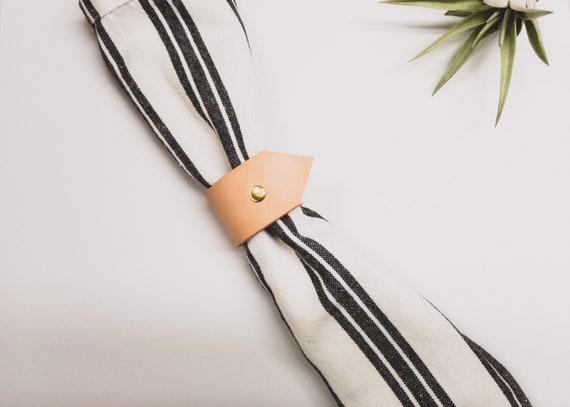Leather Napkin Ring Set set of 8 in Gold finish