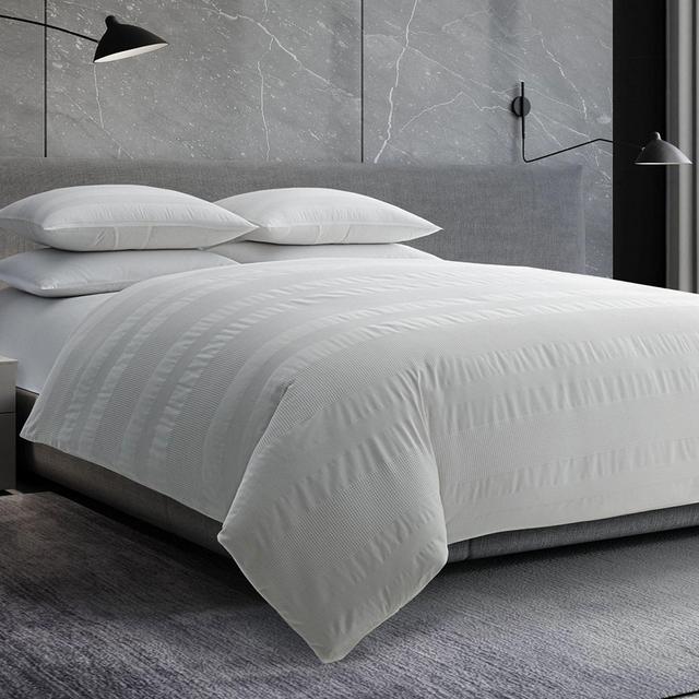 Vera Wang Cotton Waffle Stripe Duvet Cover Set, King