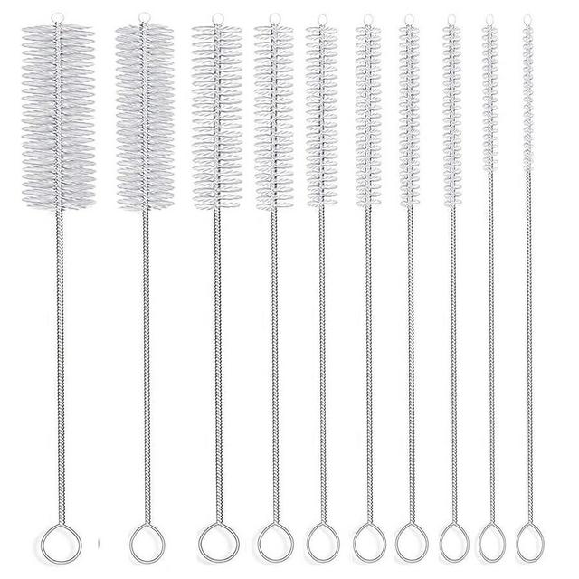 Long Straw Brush, Nylon Pipe Tube Cleaner 8-ihch 10 Different Diameters Set of 10