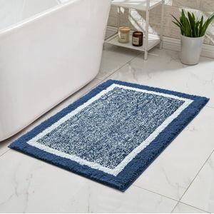 Navy Blue, 24" x 16", CozeCube Bath mats for Bathroom Non Slip, Fluffy Absorbent Microfiber Bath mat Washable, Aesthetic Bathroom Rugs, Small Navy Blue Bath mat