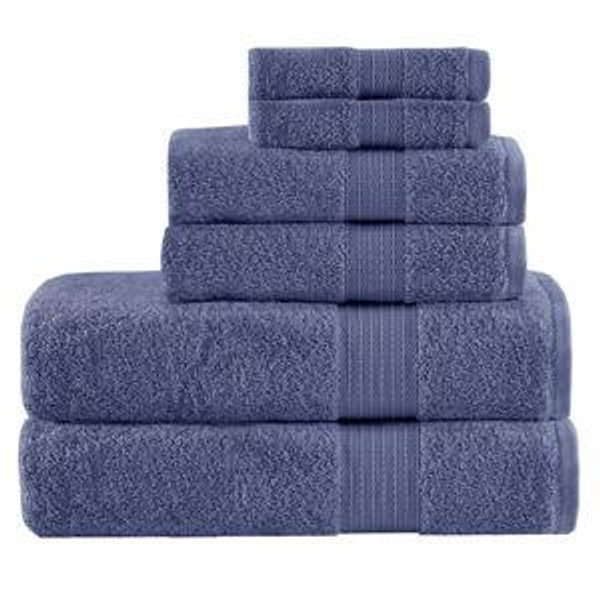 Navy Color Madison Park 100% Organic Cotton 6-piece Bath Towel Set