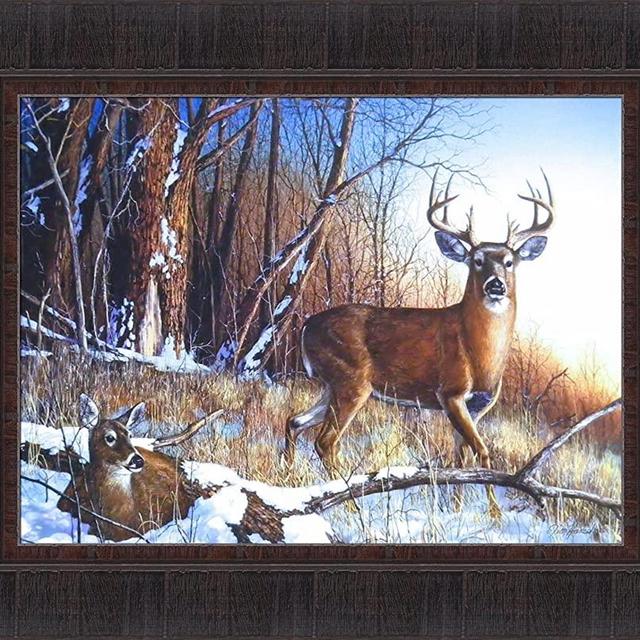 Resting Place by Jim Hansel 17x21 Buck Doe Deer Framed Art Print Wall Décor Picture