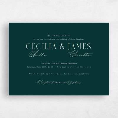 Green Elegant Wedding Invitation - Shahira Landscape