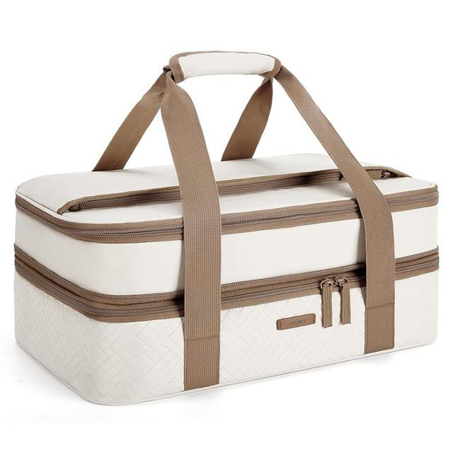 TOURIT Double Insulated Casserole Carrier for Hot or Cold Food Expandable Thermal Food Carrier for Pinic Cookouts Potluck Parties Fits 9” x 13” Baking Dish