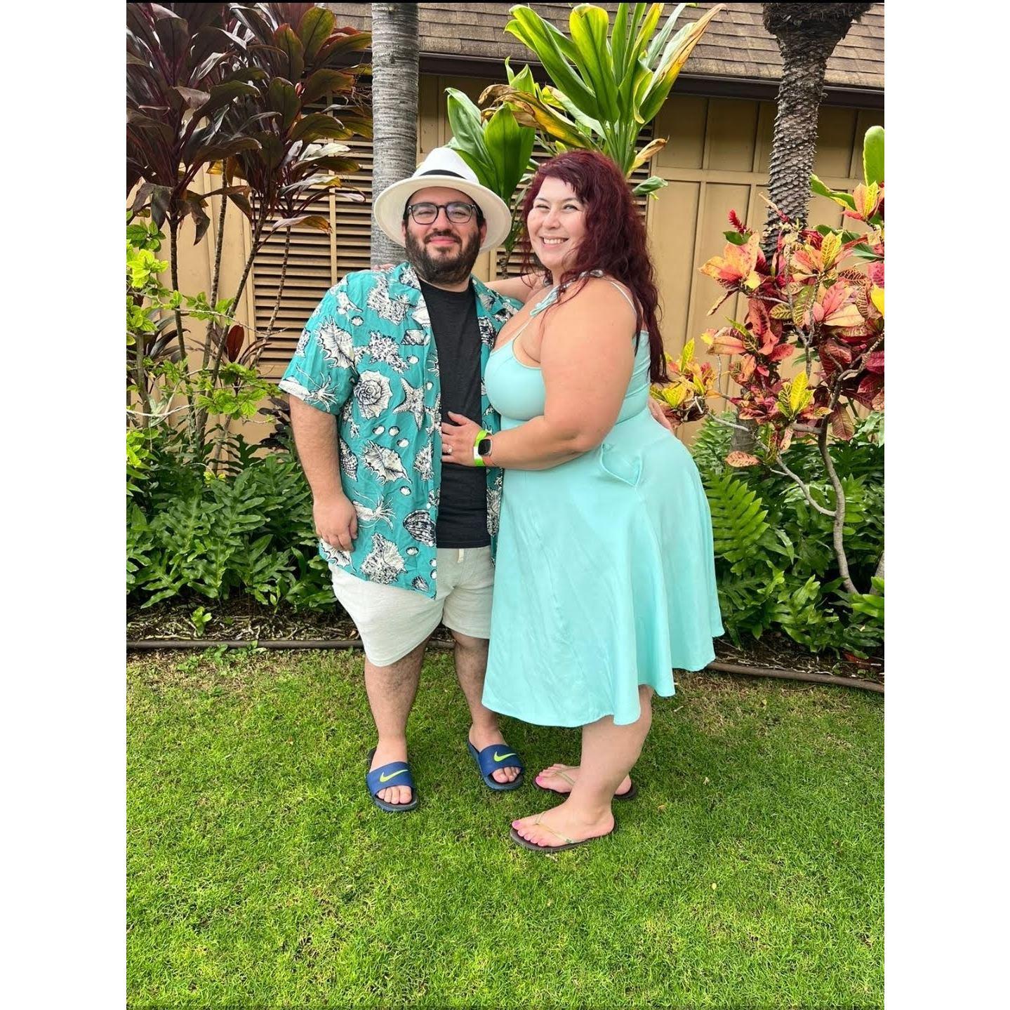 Luau in Hawaii, same trip we got engaged on 