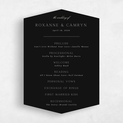 Black Diamond Wedding Program - Zariah