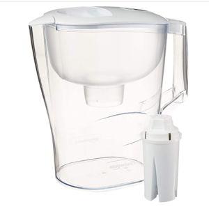 Amazon Basics 10-Cup Water Pitcher with Filter, Compatible with Brita, 1 Pack, White