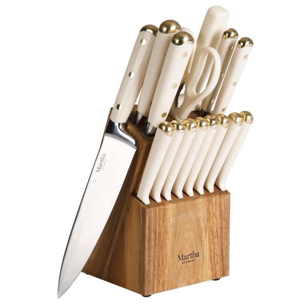 Martha Stewart 16-Piece Stainless Steel Cutlery Knife Block Set