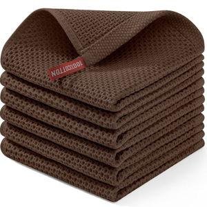 Homaxy 100% Cotton Waffle Weave Kitchen Dish Cloths, Ultra Soft Absorbent Quick Drying Dish Towels, 12 x 12 Inches, 6-Pack, Coffee