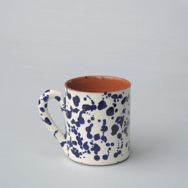 Handmade terracotta mug - blue dots