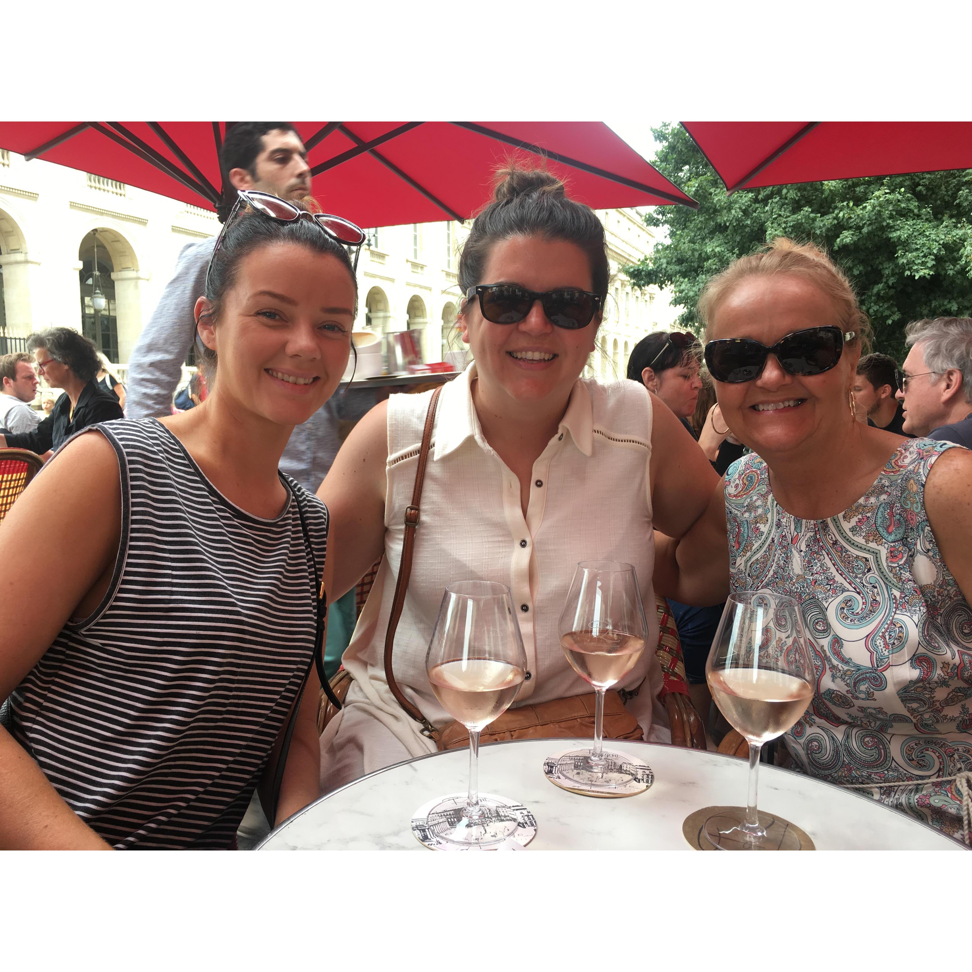 drinking rose in Bordeaux with Lindsay's mom