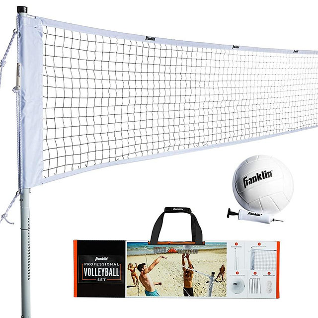 Franklin Sports Volleyball Net Sets - Backyard + Beach Portable Volleyball Set for Kids + Adults - Volleyballs + Nets with Poles + Equipment Included - Carry Bag for Storage + Transport