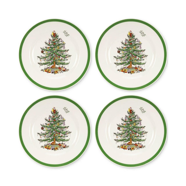 Spode Christmas Tree Salad Plates, Set of 4