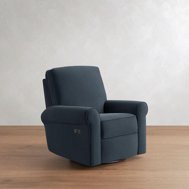 PB Comfort RA UPH Power Swivel Glider RCLNR, BX EDG PLY CSH, PRF Everydayvelvet™ Ink Blue