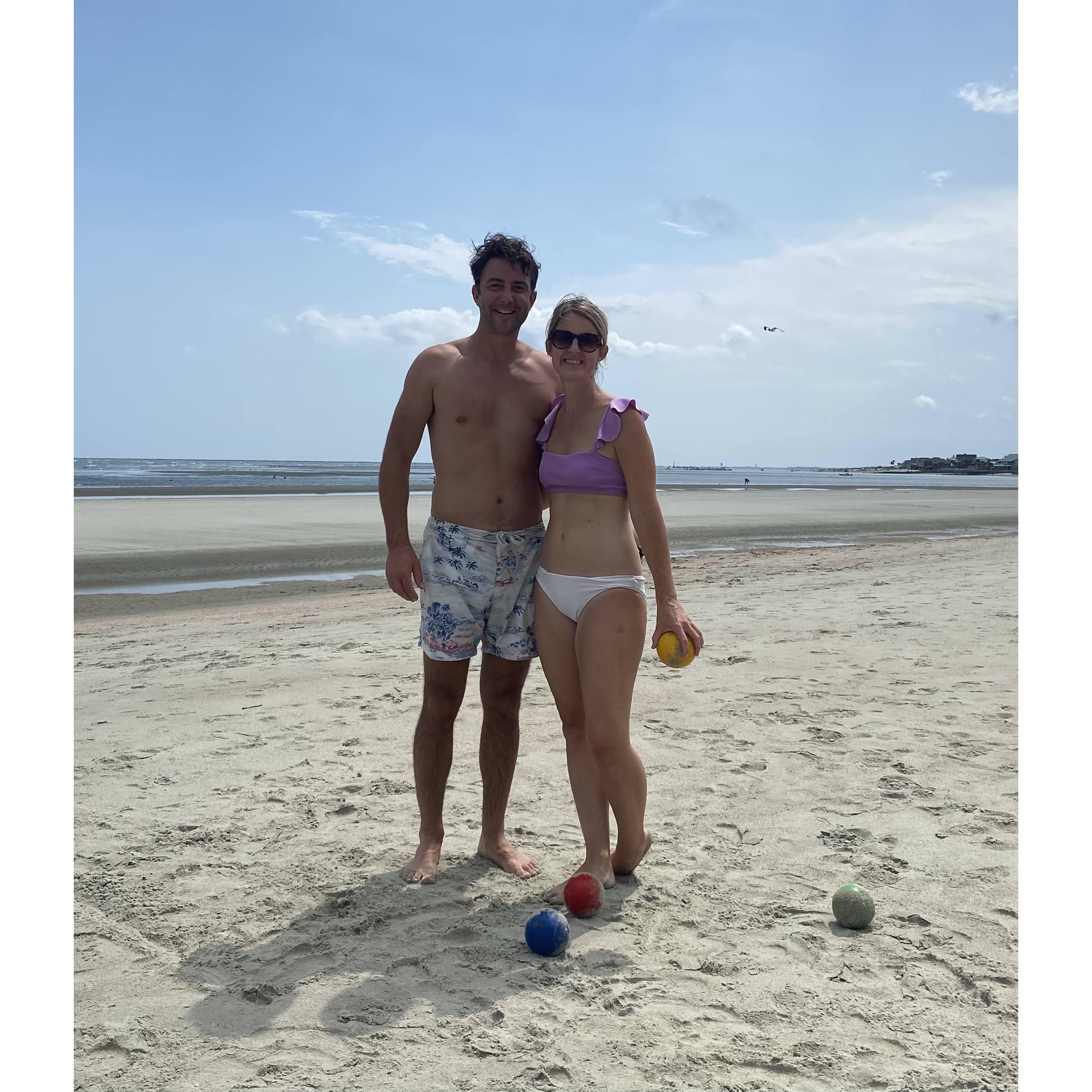 How we love bocce ball on the beach!