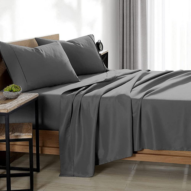 Bare Home California King Sheet Set - 1800 Ultra-Soft Microfiber California King Bed Sheets - Double Brushed - California King Sheets Set - Deep Pocket - Bed Sheets & Pillowcases (Cal King, Grey)