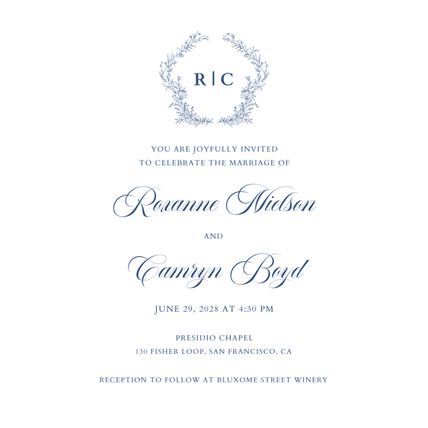 Eleanora Square | Dusty Cobalt | Zola Wedding Invitations