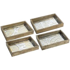 12 in. x 8 in. Decorative Tray in Rustic Brown (4-Pack)