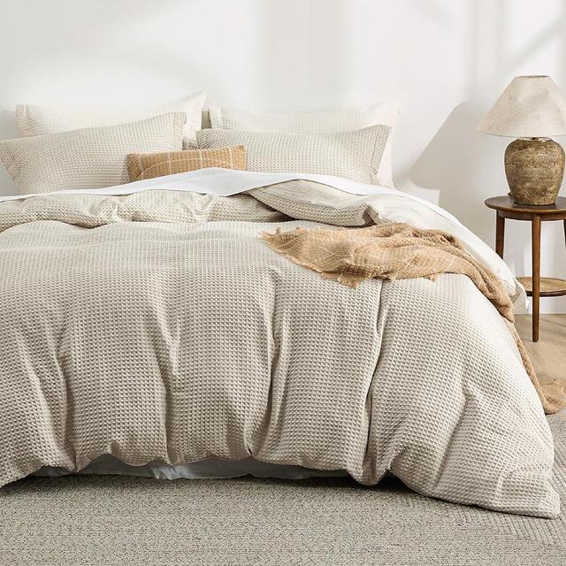 Bedsure Luxury Waffle Duvet Cover King Size - Textured Duvet Cover Set, Soft, Breathable Bedding Set (104"x90") with 2 Pillow Shams for All Season, Linen, Comforter Not Included
