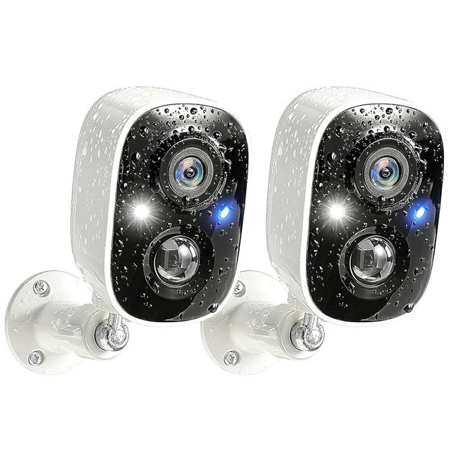 GMK Security Cameras Wireless Outdoor, 2K Battery Powered Cameras for Home Security, Color Night Vision, Motion Detection, 2-Way Talk, IP65 Waterproof, Remote Access, Cloud/SD Storage 2-Pack