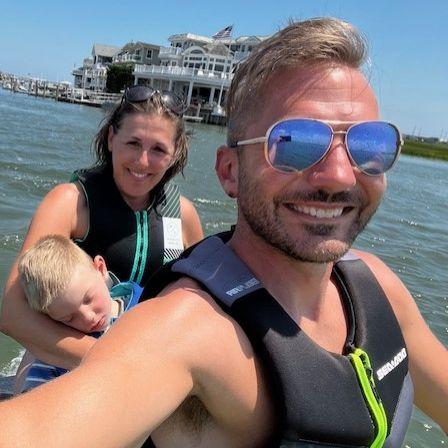 Liam's 1st jet ski ride!  Yes, he is sleeping.