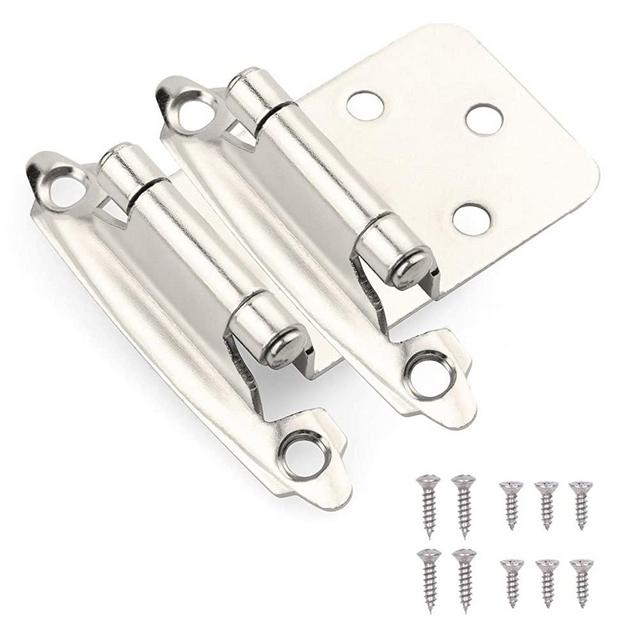Silver Cabinet Hinges 25 Pairs(50Pcs), Self Closing Overlay Hinges for Kitchen Cabinets/Cupboard/ Furniture Doors, Satin Nickel Kitchen Cabinet Door Hinges with Upgraded Screws by Double Elite